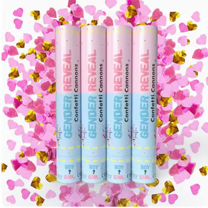 Cannone Portatile per Rivelazione del Sesso con Coriandoli a Forma di Cuore, Polvere Colorata Rosa e Blu, Cannoncini per Feste di Rivelazione del Sesso - Product Image 4