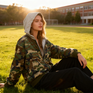 Jaqueta Personalizada de Alta Qualidade Casual para Caça Inverno Softshell Camuflada à Prova de Vento com Capuz e Zíper para Homens - Product Image 4