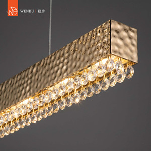 Lustre de luxe linéaire en forme de nid d'abeille en acier inoxydable + cristal K9, miroir or champagne - Product Image 6