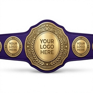 Cinturón de Campeonato de Boxeo de Peso Pesado - Cuero PU Premium con Forro de Nailon Personalizable para Competiciones de Taekwondo - Product Image 1
