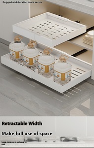 OEM/ODM Extensible Metal Gabinete Organizador Cajón Pull Estante de almacenamiento Estantes divisores Cocina Adhesivo Diapositiva Almacenamiento Olla de almacenamiento - Product Image 2