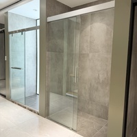 Porte de douche coulissante en verre trempé, porte de douche coulissante à 2 battants, système de porte de douche de salle de bain 8 mm 10 mm