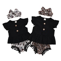 Ropa de Bebé al por Mayor Personalizada, Conjunto de Ropa de Verano para Niña de Alta Calidad con Mangas con Volantes Elásticos y Decoración de Encaje