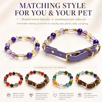 Großhandel Luxus-Set: Passendes Haustier-Halsband & Armband für Besitzer, Verstellbares Naturstein-Perlen-Kristall-Hundehalsband als Geschenk