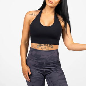 Servicio OEM: Top Deportivo <span class=keywords><strong>de</strong></span> Yoga para Mujer con Cuello Redondo y Espalda Baja, con Almohadillas Integradas, Sujetador Deportivo Halter para Gimnasio y Fitness - Product Image 2
