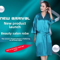 Robe de client de salon tendance, peignoir pour coloration capillaire, kimono de coiffure, vêtement de salon de beauté, cape de coiffure en fausse soie