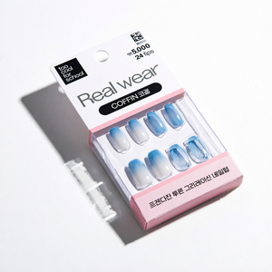 Too Cool For School Real Wear Coffin Nail Tips 24 piezas Diseño degradado azul brisa - Product Image 1