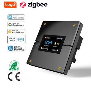 Nouvel interrupteur mural intelligent Tuya Zigbee 4 voies en aluminium, compatible Home Assistant, avec fonctions de gradation, de scénarios, d'affichage de l'heure, du calendrier et de l'heure <span class=keywords><strong>météo</strong></span>, M9 Pro - Product Image 1