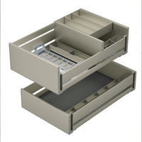 Organizer Laci Geser Aluminium untuk Penyimpanan Dapur, Rak Piring, Kabinet Hidrolik, Laci Modular, Keranjang Dapur Tarik Keluar