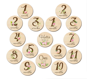 Panneau rond en bois Crafts Baby Milestone Cards Shooting Props Home Decoration - Product Image 1