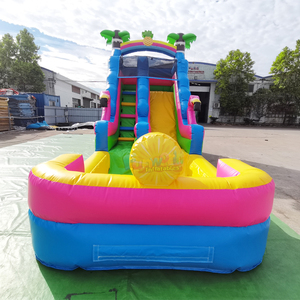 Tobogán acuático inflable de flamenco para niños con piscina de chapoteo, castillo inflable comercial combinado para juegos al aire libre. - Product Image 6