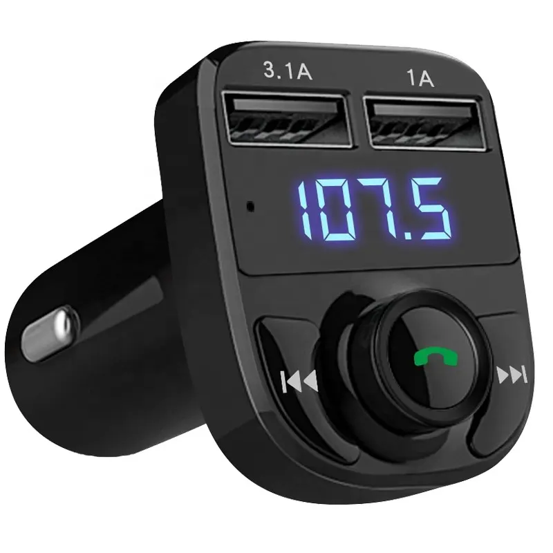 Caricatore per Auto Doppio USB Vivavoce Kit per Auto Bluetooth Lettore Mp3 Auto Trasmettitore FM Modulatore FM Senza Fili Trasmettitore
