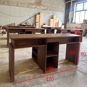 Table de travail pour salon de manucure en bois massif couleur noyer, style rétro, simple/double, avec rangement - Product Image 6