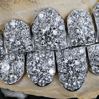 Grillz dentaire personnalisé en argent S925, serti de moissanite VVS sans défaut et de diamants de laboratoire, pour dents supérieures et inférieures, tailles 10, 8, 6, certifié par un tiers, style Hip Hop