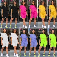 Ensembles d'Été Femme, Tee-shirt et Short, 2 Pièces, Shorts de Cycliste Vides et Personnalisables pour Femme