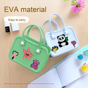 Mini bolso cuadrado de EVA impermeable de lujo, patrón de leopardo a la moda con asas dobles, tamaño pequeño para uso en la playa de viaje para <span class=keywords><strong>niñas</strong></span> - Product Image 5