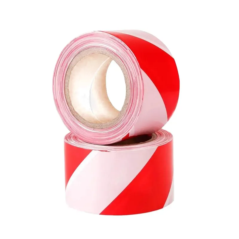 Cinta de advertencia de señal de emergencia, cinta no adhesiva de PVC, roja brillante y blanca