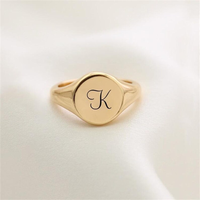 Personalisierter Initialen-Siegelring, individuell graviert, 13 mm, Logo-Buchstabenring für Damen und Herren, Modeschmuck, Geschenke