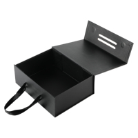 Boîte cadeau rigide pliable de luxe noire, couleur personnalisée, finition mate, revêtement UV, fermeture magnétique, ruban, emballage pour chaussettes et fourrures