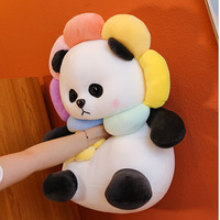Panda féminin brodé de tournesol en coton PP pour la décoration de la maison, jouet pour dormeur fabriqué par anniversaire