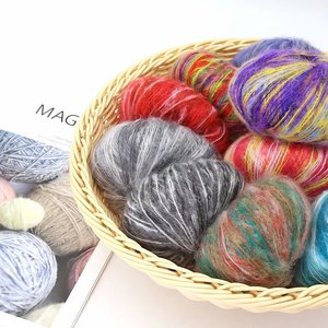 Jeune petite <span class=keywords><strong>laine</strong></span> fine Crochet tricot à la main bricolage bébé écharpe châle ajouré pull matériel Mohair <span class=keywords><strong>laine</strong></span> mélangé fil teint - Product Image 6