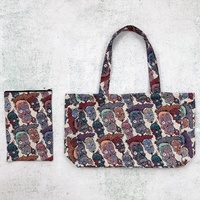 Tas Tote Wanita Dapat Dipersonalisasi Kapasitas Besar Tas Tangan untuk Wanita Desain Baru Harga Terjangkau 2026 Tas Jacquard Tapestry