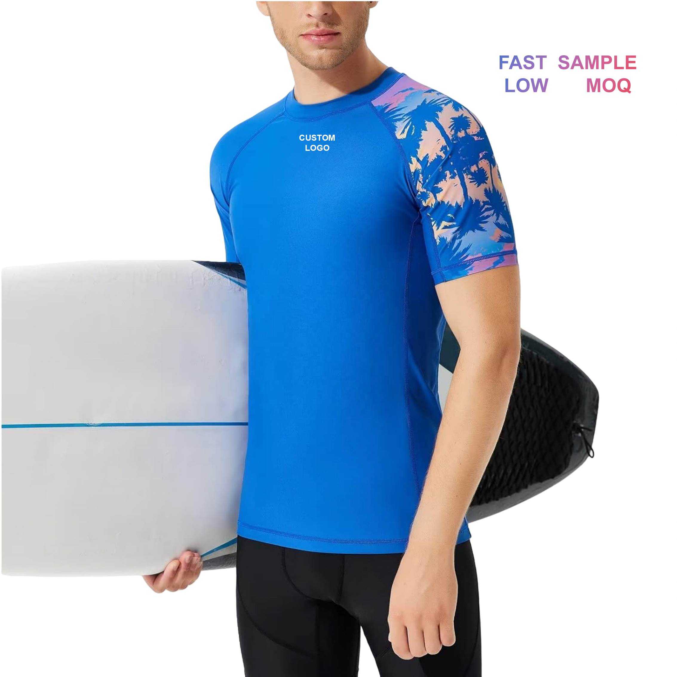 OEM High Quality Quick Dry Compression Shirt Surfing Clothes Custom Printing UV Protective Short Sleeve Rash Guard for Men