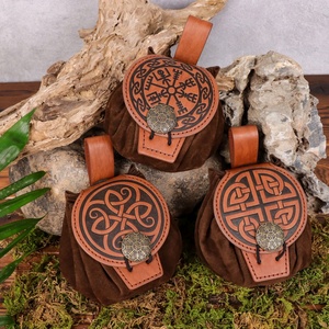 Bolsa de Cintura Personalizada em Couro Sintético PU Estilo Medieval Retrô Vintage com Gravação Alquímica para Cosplay Viking e Adereço para Festas Temáticas - Product Image 1