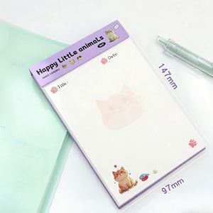 80sheets Cute Animal Print Hardcover Tearable Lined <b>Memo</b> <b>Pads</b> Title Date Bar Portable for Office/School Daily - Product Image 1