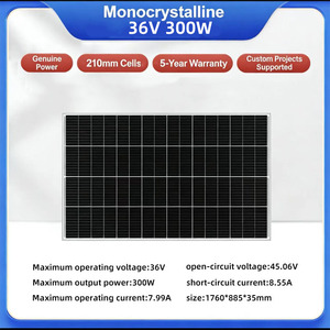 แผงโซลาร์เซลล์ซิลิคอนคริสตัลเดี่ยว 36V 300W สำหรับระบบผลิตไฟฟ้าพลังงานแสงอาทิตย์กลางแจ้งสำหรับบ้าน - Product Image 2