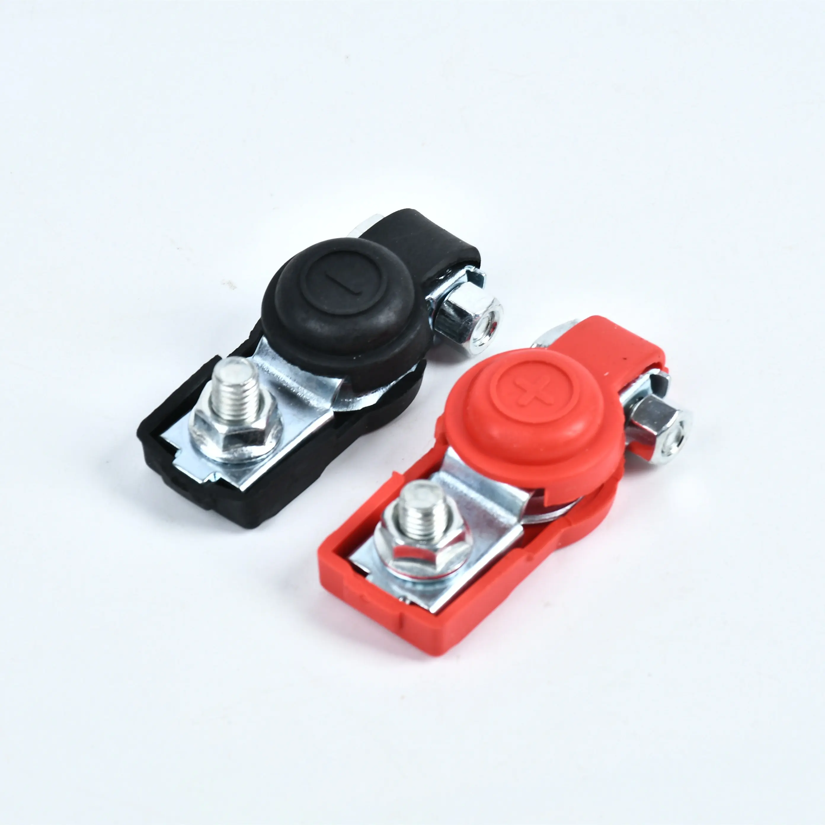 Car Battery Terminals 1pairs Connectors Copper Plate Covered Positive & Negative Battery Clamp with Terminal Washers for Boat