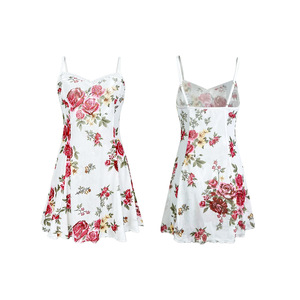 Vestido de noche sexy ultrafino de malla con tirantes finos, camisón con estampado floral, novedad. - Product Image 6