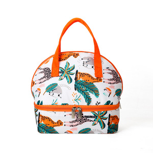 Sac à déjeuner isotherme Oxford à double compartiment, compartiment inférieur zippé, imperméable, écologique, poignée portable pour l'école - Product Image 5