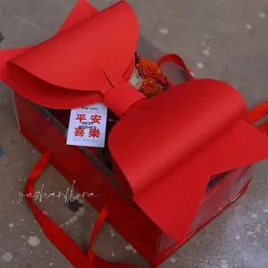 סיטונאי ייחודי יוקרה קרטון נייר פרח קופסא עם סרט לוגו מותאם אישית עוגת תיבת אריזה עבור מתנה