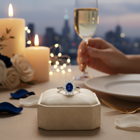 Bague en or blanc 18 carats avec une magnifique pierre précieuse saphir bleu pour un mariage, un cadeau de fiançailles, une fête ou un anniversaire