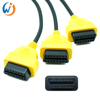 Cable de Extensión OBD2 de 16 Pines, 1 Macho a 3 Hembras, Adaptador Convertido de 12V, Cable de Extensión OBD2