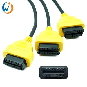 Kabel ekstensi Obd2, 16 Pin 1 dalam 3 laki-laki ke tiga perempuan, adaptor konversi kabel ekstensi 12V kabel ekstensi Obd2