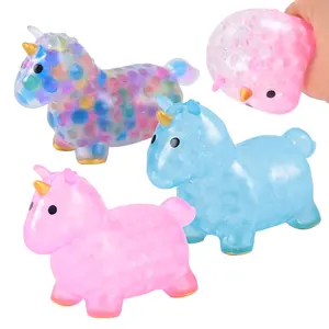 Unicornio Squeeze juguetes niñas niños alivio del estrés Squishy niños sensorial Fidget juguetes con cuentas de agua en el interior
