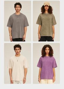 Bulk Washed Unisex 100% Cotton Blank Tee, Custom Puff Slogan Print Short Sleeve <b>T</b>‑Shirt for Corporate Promotional Gifts - Product Image 2