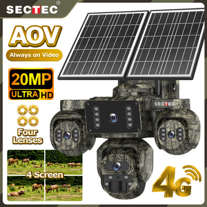 Cámara PTZ de 360° con 4 Lentes y 4 Vistas, 20MP, Grabación 24/7, Cámaras AOV con Sensor CMOS, SIM 4G, Cámaras de Seguridad para Caza con Camuflaje, Cámaras CCTV Solares - Product Image 2