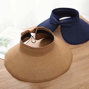 Chapeau de paille pour femme, style visière, protection solaire pour l'été, le camping, la pêche, les voyages et la plage - Product Image 2