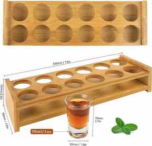 Juego de 12 Vasos de Chupito con Organizador de Bambú, 12 Vasos de Chupito para Servir y Exhibir Whisky y Tequila - Product Image 2