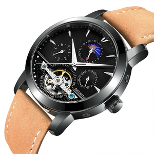 Reloj <span class=keywords><strong>de</strong></span> Hombre Automático <span class=keywords><strong>de</strong></span> Alta Calidad <span class=keywords><strong>con</strong></span> Fase Lunar y <span class=keywords><strong>Calendario</strong></span>, Correa <span class=keywords><strong>de</strong></span> Cuero <span class=keywords><strong>de</strong></span> 20 mm, Reserva <span class=keywords><strong>de</strong></span> Energía, en Acero Inoxidable - Product Image 1