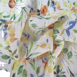 Fashion 100% Pure Silk Flowers and Plants Printed Silk Chiffon Fabric for Scarf