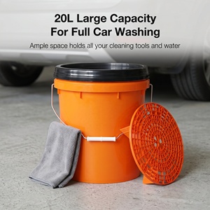 WB-P005 Seau de <span class=keywords><strong>lavage</strong></span> <span class=keywords><strong>auto</strong></span> 15L orange en PP avec filtre anti-grains et couvercle noir – Seau de detailing robuste pour le nettoyage automobile - Product Image 2
