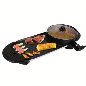 Olla Eléctrica para Barbacoa, 2200W, Sin Humo, Antiadherente, Control de Temperatura Independiente, 5 Niveles de Potencia, 2-10, Negra - Product Image 1