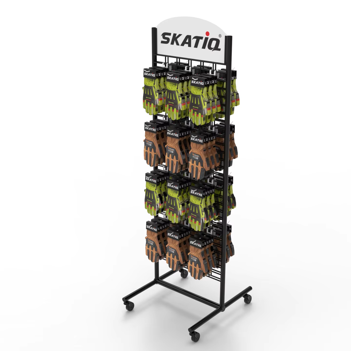 Custom Logo Metal Mesh Display Stand for Gloves Tools Socks Slippers Data Cable Hook Floor-to-Ceiling Rotating Movable Wholesale