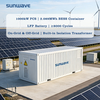 Sistema de Almacenamiento de Energía en Contenedor Sunwave de 1MW 2MWh, Sistema de Almacenamiento de Energía a Escala Industrial de 1000kW, Contenedor de Baterías LiFePO4 de 40GP, Compatible con la Red Eléctrica