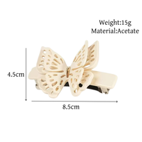 Pince à cheveux en acétate avec strass papillon ajouré, brillante, style européen, pour femme, idéale pour les soirées