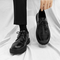 Nouvelles Chaussures en Cuir Décontractées pour Hommes, Style Britannique Simple, Couleur Unie, Rehaussantes, Vente en Gros